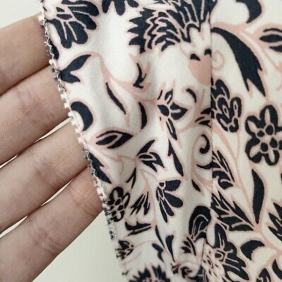 LOFT | Floral Shirtdress, Button Down Tie Waist Cap Sleeve, Pink & Blue - Picture 8 of 14